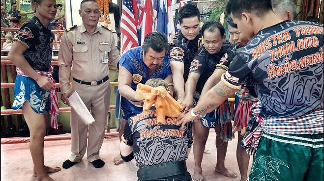 Show: Mongkon ceremony, Master Toddy's academy, Thailand